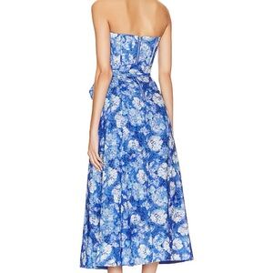 Bardot floral strapless midi dress with pockets